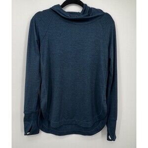 Athleta Uptempo Hoodie Sweatshirt Sz S Blue Long Sleeve Thumbholes Athleisure